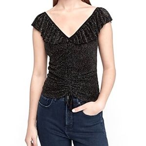 NEW EXPRESS Pleated Print Cinched Front Top Size Small